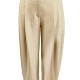 High Neck Shoulder Pad Belted Top &  Pleated Tapered Pants (PANTS ONLY)