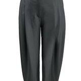 High Neck Shoulder Pad Belted Top &  Pleated Tapered Pants (PANTS ONLY)
