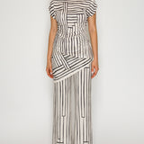 Geo Stripe Draped Top & Wrap Wide-Leg Pants Set (PANTS ONLY)
