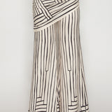 Geo Stripe Draped Top & Wrap Wide-Leg Pants Set (PANTS ONLY)