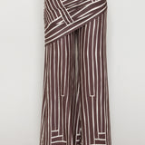 Geo Stripe Draped Top & Wrap Wide-Leg Pants Set (PANTS ONLY)