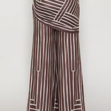 Geo Stripe Draped Top & Wrap Wide-Leg Pants Set (PANTS ONLY)