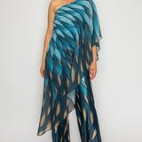 One-Shoulder Chiffon Overlay Jumpsuit