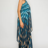One-Shoulder Chiffon Overlay Jumpsuit