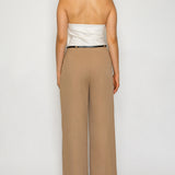 Halter Cowl Neck Wide Leg Jumpsuit with Belt