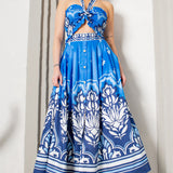 Smocked Halter Top & Midi Full Skirt Set