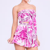 Convertible Smocked Crop Top & Tiered Mini Skirt Set