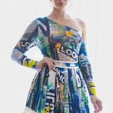 Unbalance Shoulder Shape Mesh Top