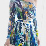 Unbalance Shoulder Shape Mesh Top