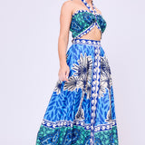 Smocked Halter Top & Midi Full Skirt Set