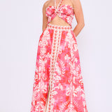 Smocked Halter Top & Midi Full Skirt Set