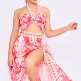 Smocked Halter Top & Midi Full Skirt Set