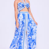 Smocked Halter Top & Midi Full Skirt Set