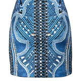 Denim Print Mini Skirt