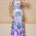STYLEVAVA printed cowl neck top and skirt set in lavender– silky halter neck design