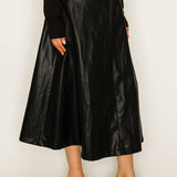 Faux Leather A-Line Midi Skirt
