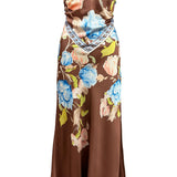 Floral Strapless Satin Top & Maxi Skirt Set