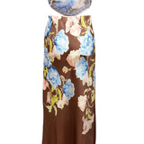 Floral Strapless Satin Top & Maxi Skirt Set
