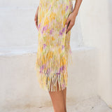 Pleated Fringe Floral Top & Skirt Set (SKIRTS ONLY)