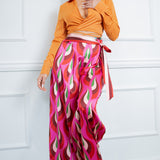 Wide Pants with Scarf Belt