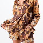 long sleeve button down shirt and short pants set