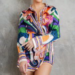 satin button down blouse with skirt pants (skort)set