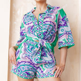 linen oversized shirt and short pants set