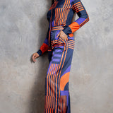 silky stain button down shirt and wide pants set