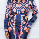 Satin Blouse & Midi Skirt Set