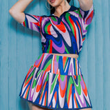 Half sleeve collared shirt and pleated tennis skort set