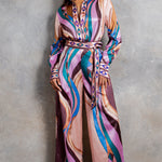 Satin button down shirt and wide pants set