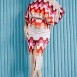 Boat neckline cropped blouse and midi skirt set