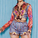 Shirt Blouse & Short Pants Set