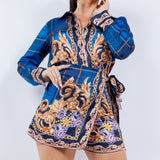 Satin Blouse & Skort Set