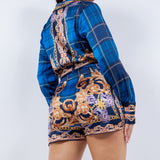 Satin Blouse & Skort Set