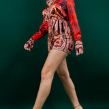 Satin Blouse & Skort Set