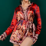 Satin Blouse & Skort Set