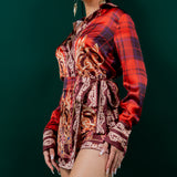 Satin Blouse & Skort Set