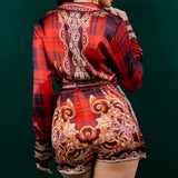 Satin Blouse & Skort Set