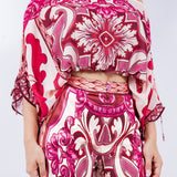 Boat Neck Cropped Blouse