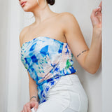 Strapless Satin Scarf Top