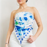 Strapless Satin Scarf Top