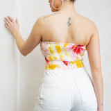 Strapless Satin Scarf Top