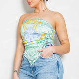 Strapless Satin Scarf Top