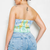 Strapless Satin Scarf Top