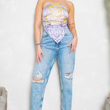 Strapless Satin Scarf Top