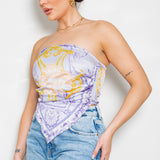 Strapless Satin Scarf Top