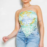 Strapless Satin Scarf Top