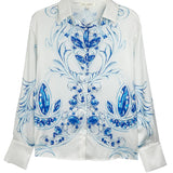 Button Down Satin Shirt Blouse