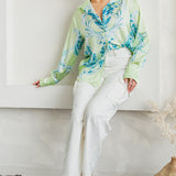 Button Down Satin Shirt Blouse